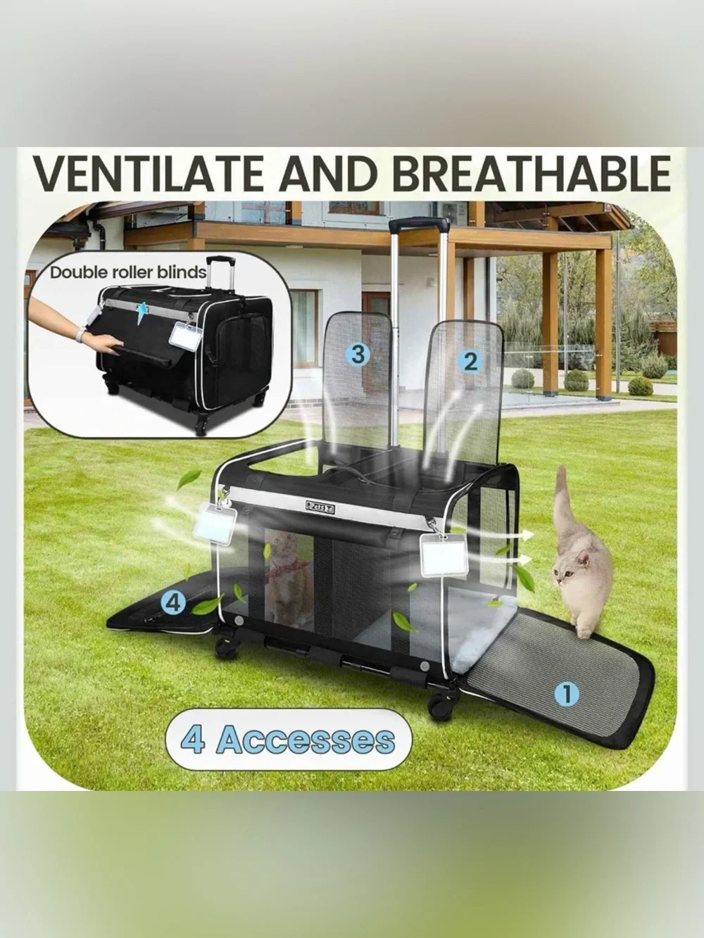 NEW Petskd Rolling Pet Carrier w/ Wheels